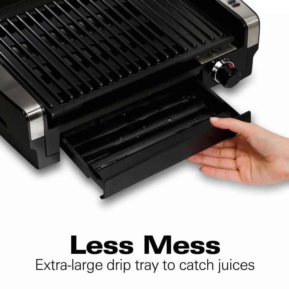 Hamilton Beach Searing Grill 118 sq. in. Stainless Steel Indoor Countertop Grill with Non-Stick Plates