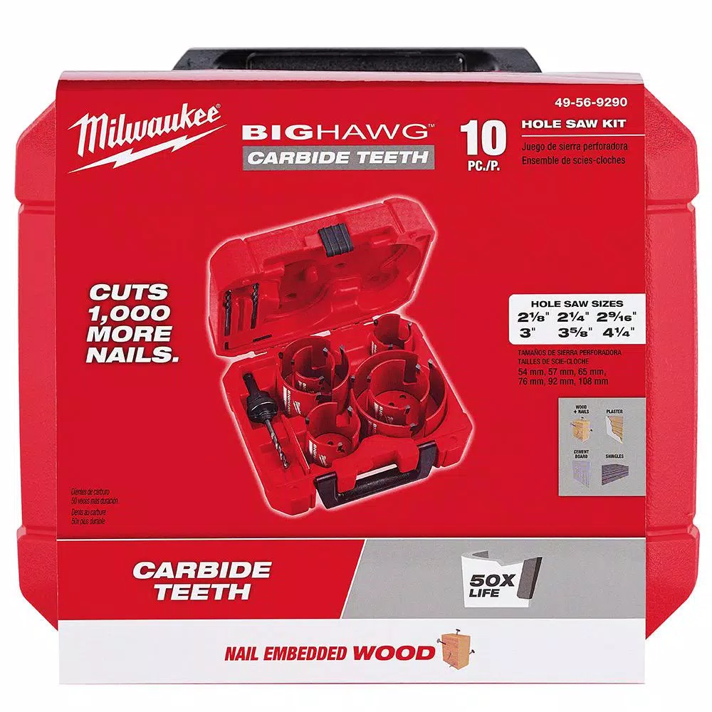 Milwaukee BIG HAWG Carbide Hole Saw Kit, 10-Piece Set