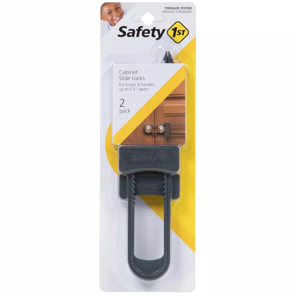 Safety 1st Double Door Slide Lock, Charcoal (2-Pack)