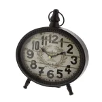 LITTON LANE 9 in. x 8 in. Round Iron Desk Clock 4-Pack, Vintage Farmhouse Style thumbnail 2