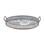 LITTON LANE Distressed Silver Galvanized Iron Decorative Trays with Handles, Set of 2 thumbnail 7