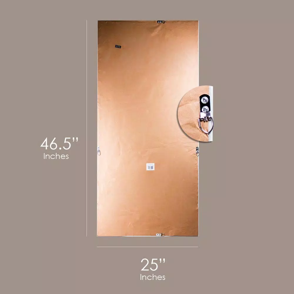 Crystal Art Gallery Large Rectangle White Modern Mirror with Wood Grain Finish (46.5 in. H x 25 in. W)