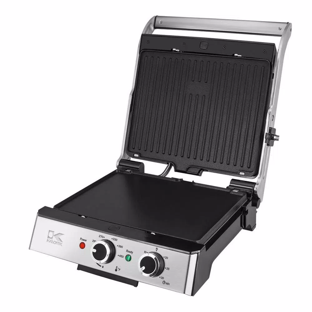 KALORIK Eat Smart 200 sq. in. Stainless Steel Non-Stick Indoor Grill with Reversible Plates