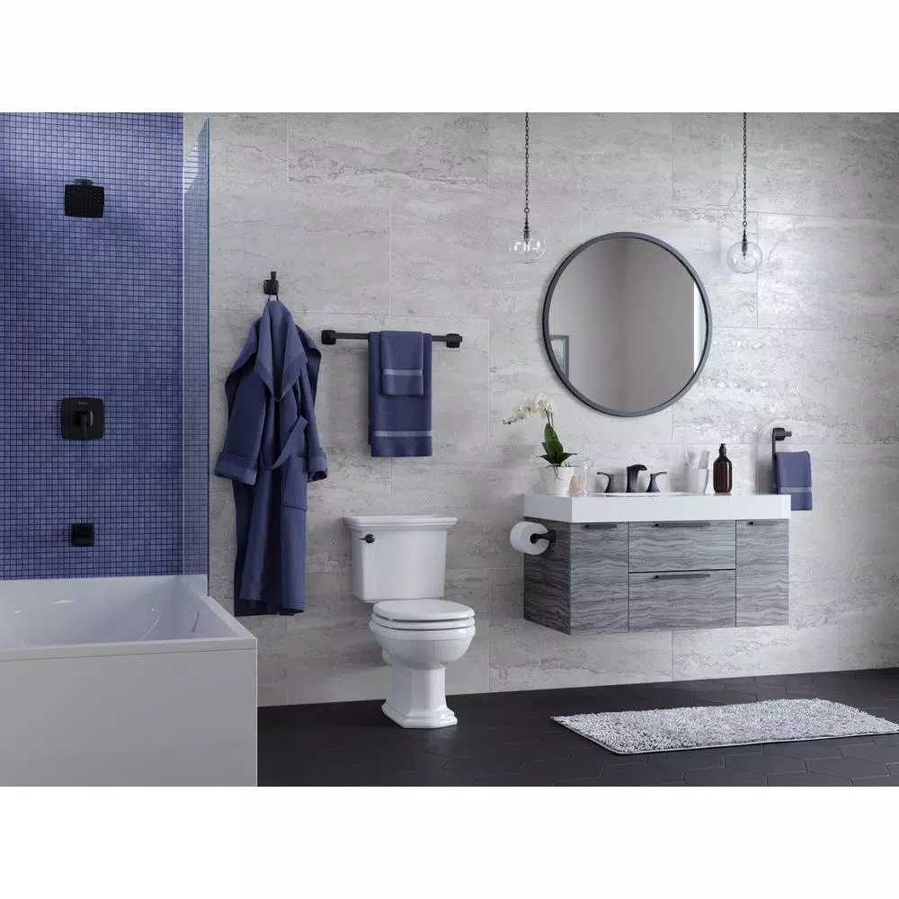 Pfister Venturi 18 in. Single Towel Bar, Matte Black Modern Metal Wall Mount