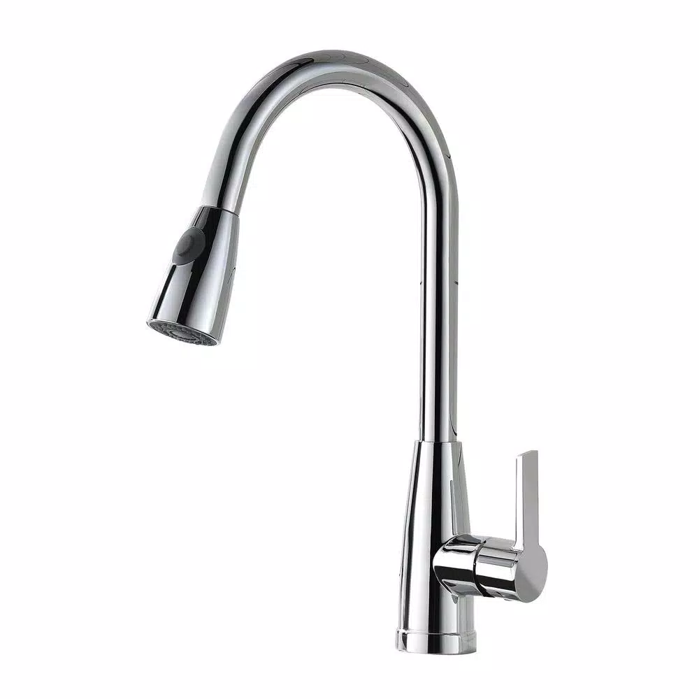 Vanity Art Chrome Single-Handle Pull-Down Kitchen Faucet with 360 Degree Swivel Spout