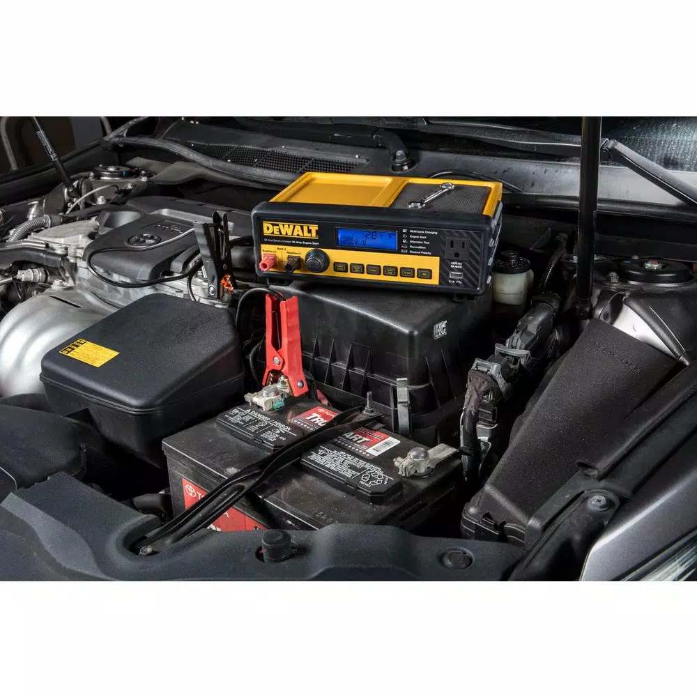 DEWALT 30 Amp Multi Bank 12V Battery Charger with 80 Amp Engine Start and LCD Display