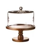 American Atelier Madera Clear Glass Pedestal Cake Plate with Dome, 11.8 in. Diameter thumbnail 1