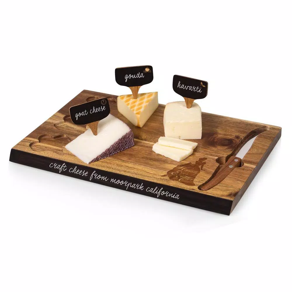 TOSCANA Cinderella Delio 15 in. Acacia Wood Cheese Board and Tools Set