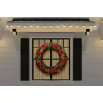 Home Accents Holiday Home Holiday Accents 48 in. Burgundy Poinsettia Mixed Pine Wreath with Berries and Gold Glitter Cedar thumbnail 2