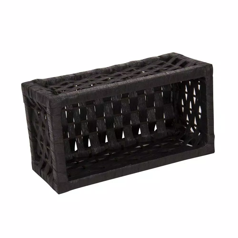 Household Essentials Black Paper Rope Wicker Utility Basket Set of 3 with Washable Cotton Liners