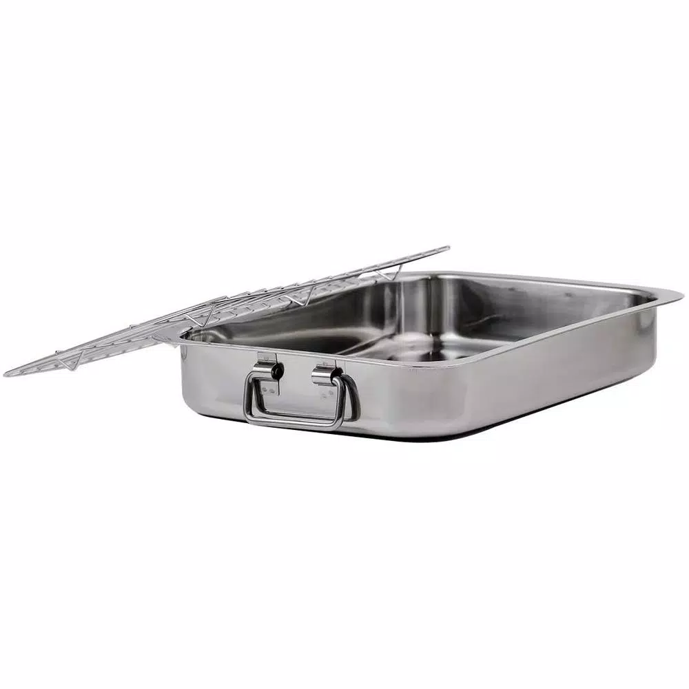 Ovente 13 x 9.3 in. Stainless Steel Roasting Pan with Wire Rack and Handles