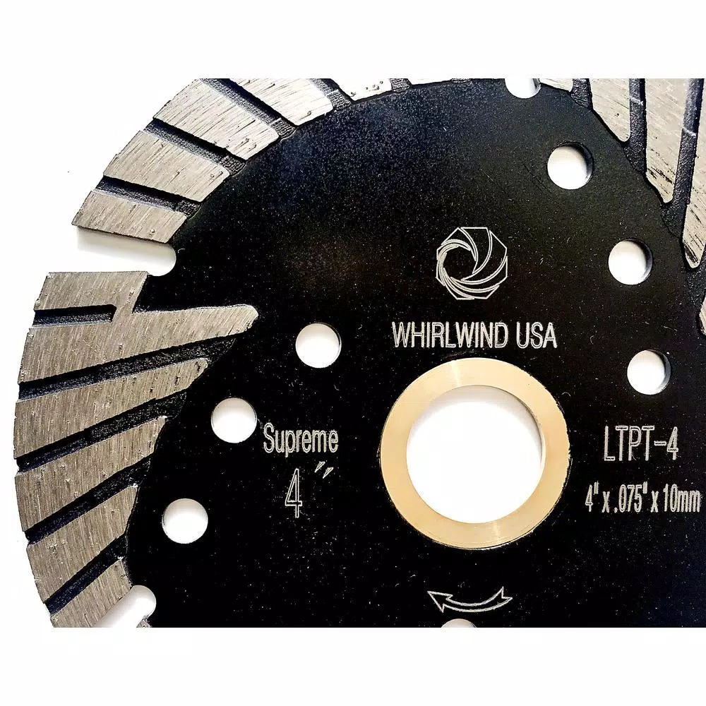 Whirlwind USA 4 in. Turbo Segmented Diamond Saw Blade for Granite, Marble, and Concrete