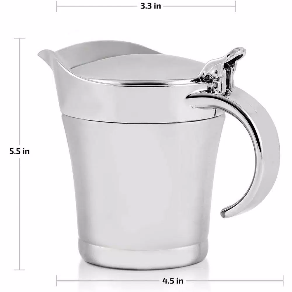Ovente 14 oz. Stainless Glass Double-Wall Insulated Gravy Boat with Lid