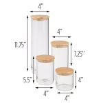 Honey-Can-Do 4-Piece Borosilicate Glass Storage Jar Set with Airtight Bamboo Lids thumbnail 3
