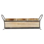 LITTON LANE Rustic Elegance 23" Wood and Iron 3-Compartment Rectangular Farmhouse Tray thumbnail 1