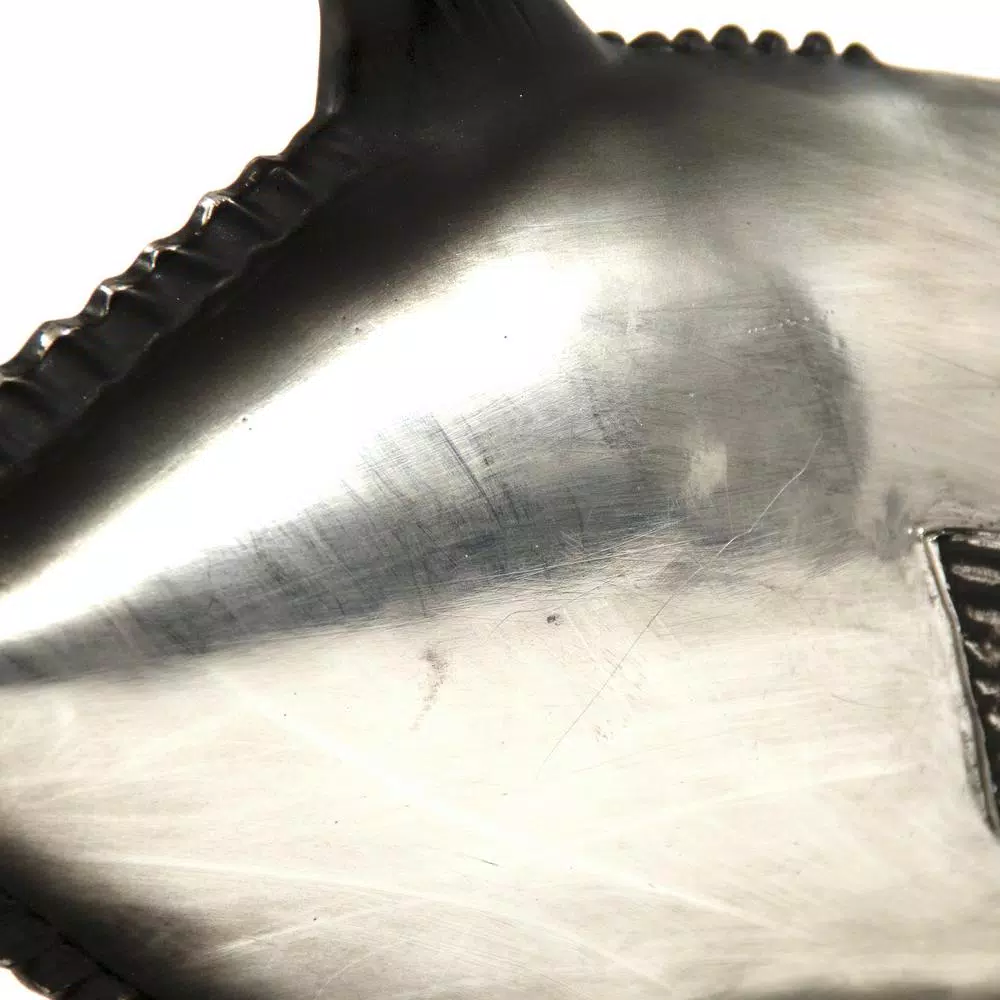 Zentique Resin Metallic Silver and Black Pompano Fish Sculpture on Black Stand