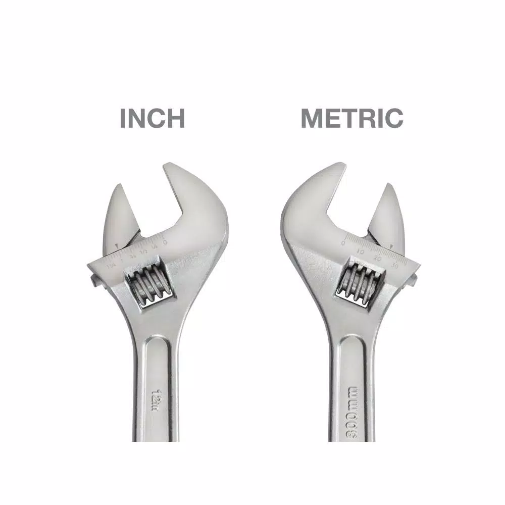 TEKTON 12 in. Adjustable Wrench, Carbon Steel with Satin Chrome Finish