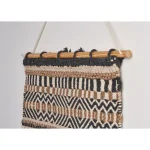 LR Home Trellis Beige and Charcoal Geometric Braided Fringed Wall Tapestry thumbnail 4