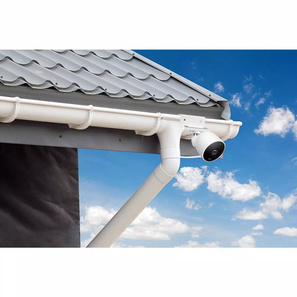 Wasserstein Weatherproof Gutter Mount for Google Nest Cam Outdoor, Includes Magnetic Adapter, White
