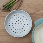 BergHOFF Ron 3-Piece Stoneware Steamer Insert and Covered Bowl Set, White thumbnail 6