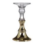 A & B Home Camden Clear and Gold Glass Candle Holder, Modern 2-Toned Candlestick thumbnail 2