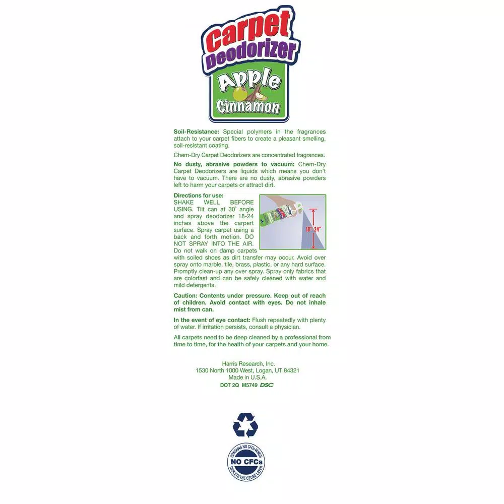 ChemDry Chem-Dry Apple Cinnamon Scented Carpet Deodorizer, Residue Free Aerosol (2-Pack, 36 oz)