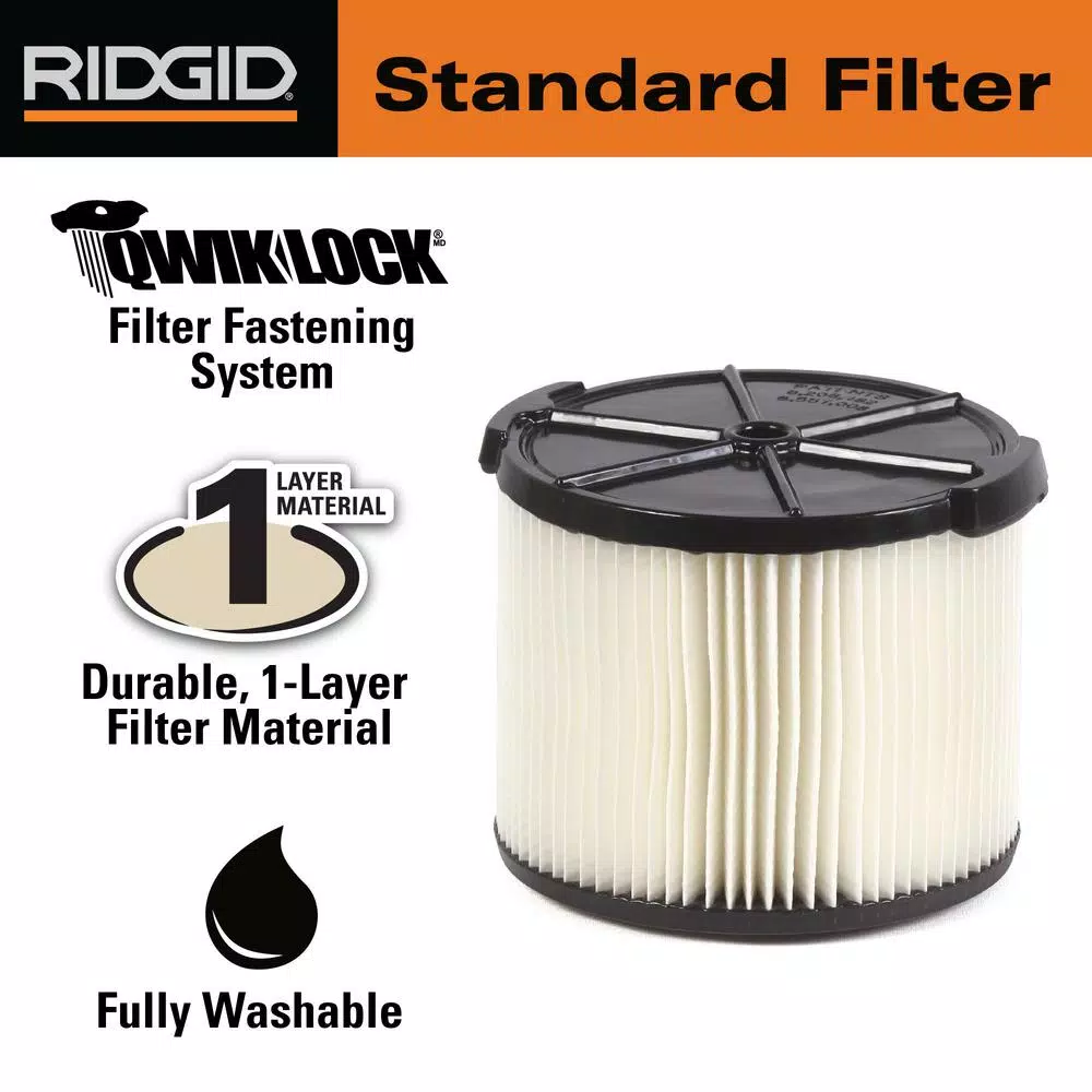 RIDGID Replacement Filter Set: VF3400 Pleated Paper & VF3700 Foam Filter for 3 to 4.5 Gal. Wet/Dry Vacuums