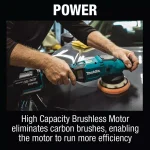 Makita 18V LXT Brushless Cordless 5 in./6 in. Dual Action Random Orbit Polisher Kit (5.0 Ah) thumbnail 11