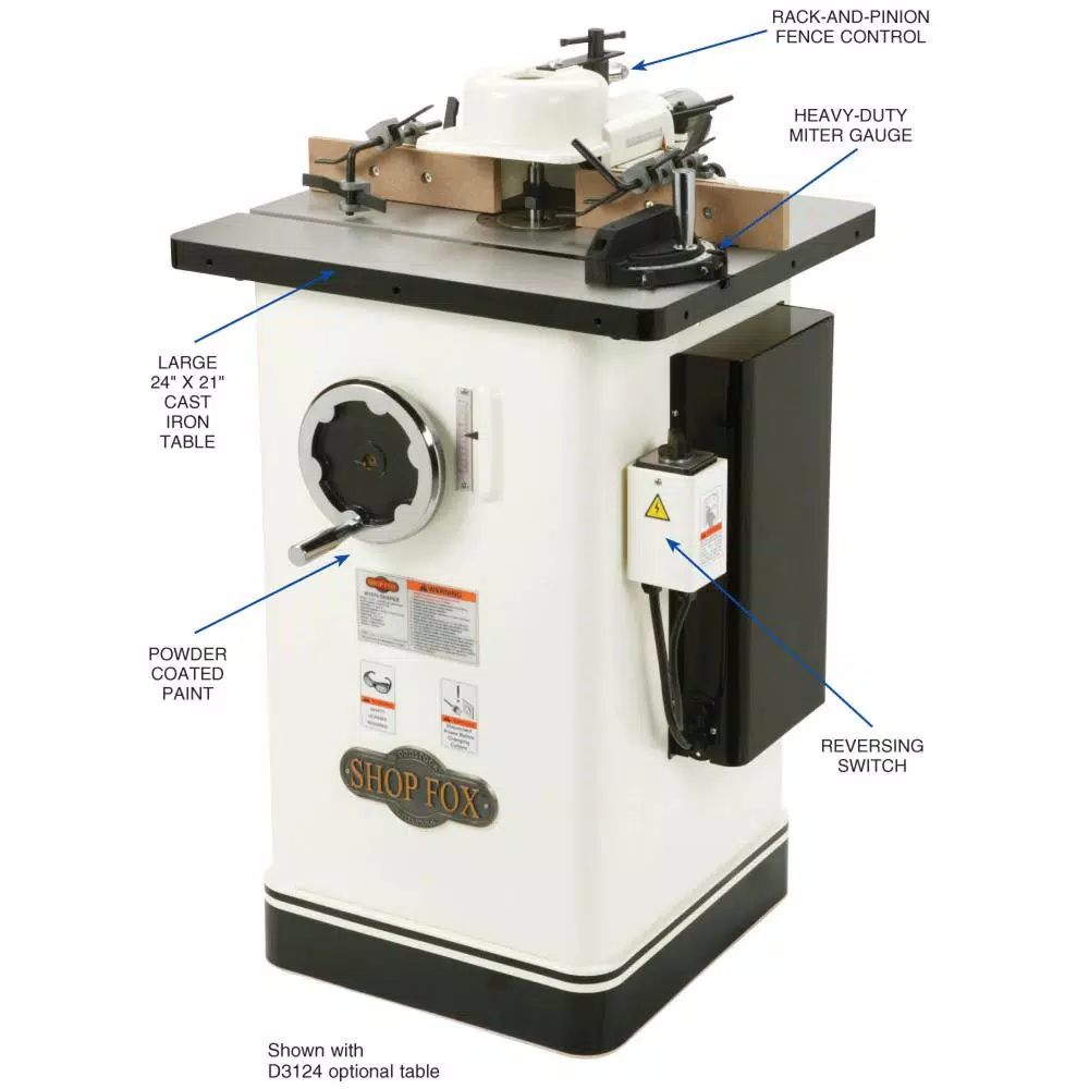 Shop Fox 2 HP Industrial Shaper with Dual Spindle Speeds