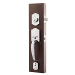 Copper Creek Modern Polished Stainless Steel Front Door Handleset with Left-Hand Scandinavian Lever Trim thumbnail 2