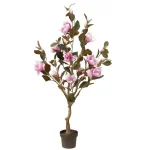 National Tree Company 48 in. Pink Magnolia Artificial Flower Tree in Matte Black Pot thumbnail 1