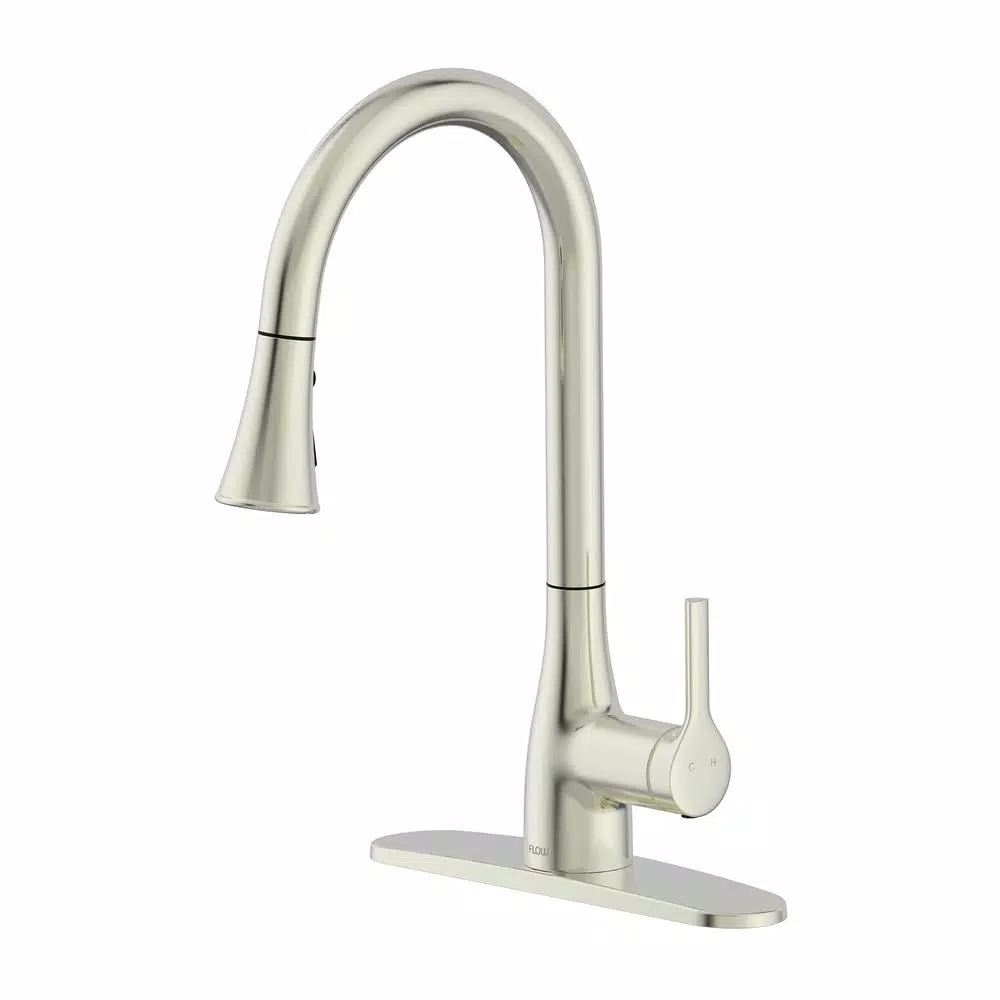 FLOW Series Classic Single-Handle Pull Down Kitchen Faucet, Brushed Nickel