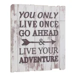 Stonebriar Collection Weathered White Wood "Live Your Adventure" Wall Art - 15.5 in. Square Rustic Wood Sign thumbnail 3