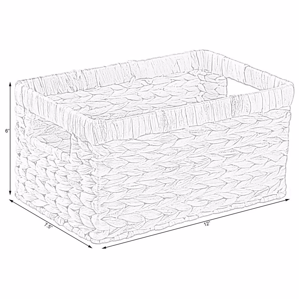 Vintiquewise Natural Water Hyacinth Rectangular Storage Bin Basket with Cutout Handles