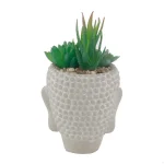 Flora Bunda 8 in. Faux Succulent Mix in Cement Buddha Planter thumbnail 4