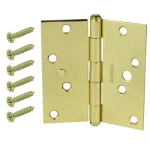 Everbilt 4 in. Solid Brass Square Corner Security Door Hinge thumbnail 1