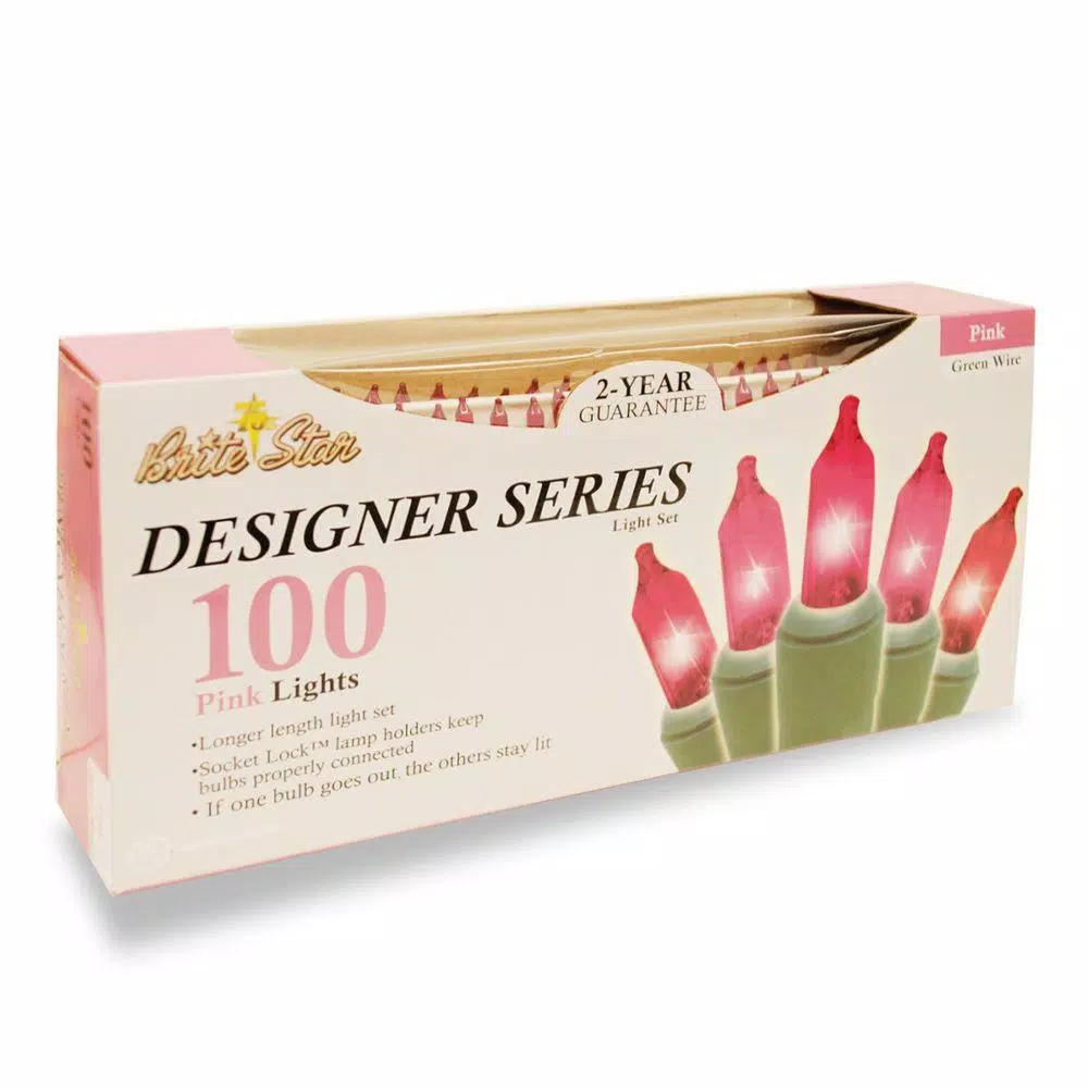 Brite Star Designer Series Pink Mini Incandescent Light Set, 100-Light, Set of 2