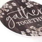 P Graham Dunn Gather Together Oversized Brown Washed Wood Wall Decor - Rustic Barrel Lid Style thumbnail 3