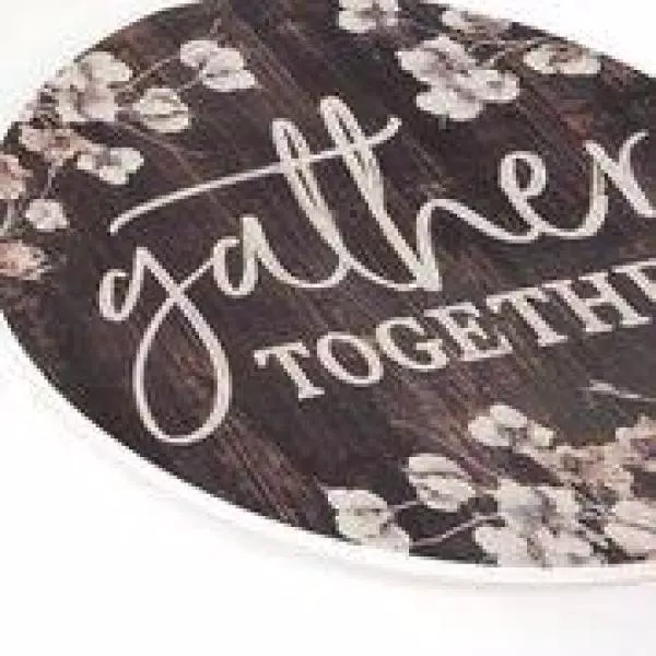 P Graham Dunn Gather Together Oversized Brown Washed Wood Wall Decor - Rustic Barrel Lid Style