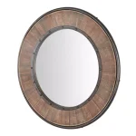 Home Decorators Collection 31 in. Round Farmhouse Accent Mirror with Distressed Wood Finish thumbnail 6