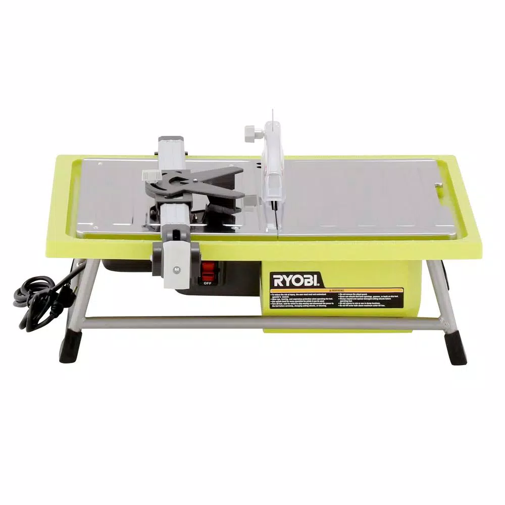RYOBI 7 in. 4.8 Amp Wet Tile Saw with Stand, Cuts Ceramic, Porcelain, and Stone