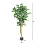 Nearly Natural 5 ft. Artificial Ficus Tree with Real Wood Trunks thumbnail 5