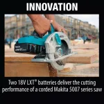 Makita 36V (18V x2) 7-1/4 in. Cordless Circular Saw Kit with 2 5.0 Ah Batteries and Charger thumbnail 8