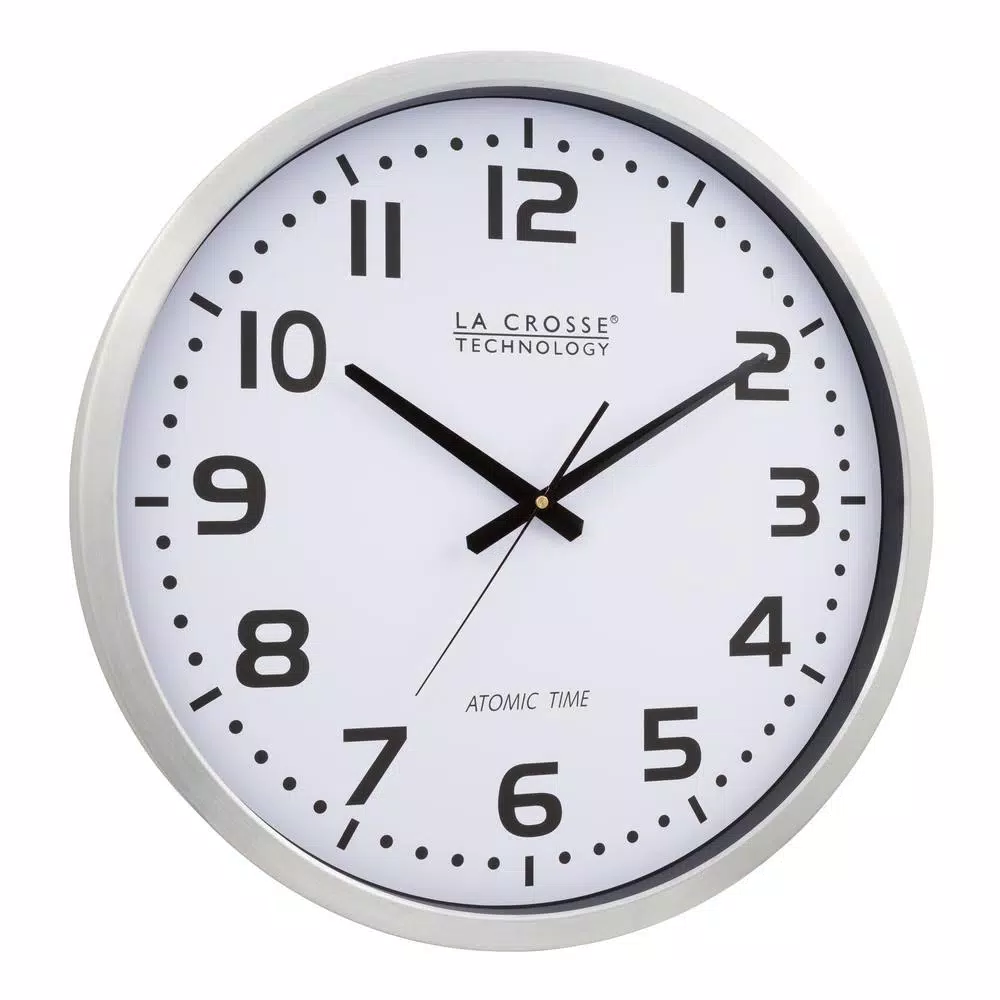 La Crosse Technology 20 in. Atomic Analog Wall Clock with Brushed Aluminum Frame