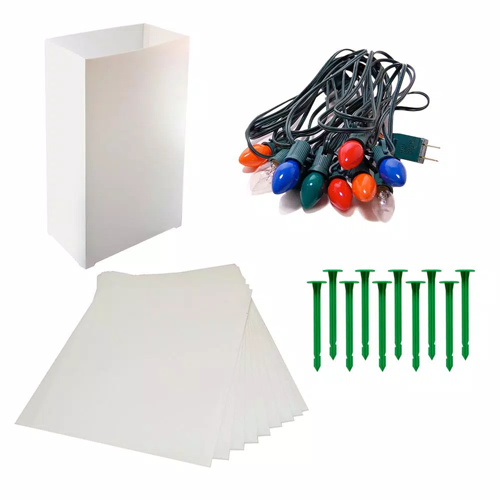 LUMABASE Multi-Color Electric Luminaria Kit - Set of 10 Weather Resistant Outdoor Lanterns