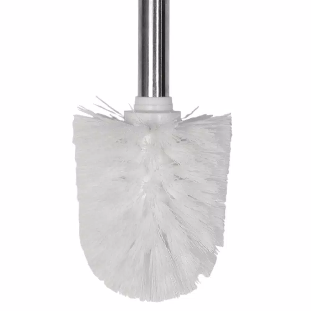 Unbranded Stainless Steel Handle Toilet Brush with Holder, Silver
