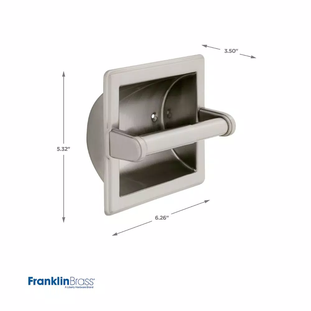 Franklin Brass Jamestown Recessed Toilet Paper Holder with Beveled Edges, Brushed Nickel