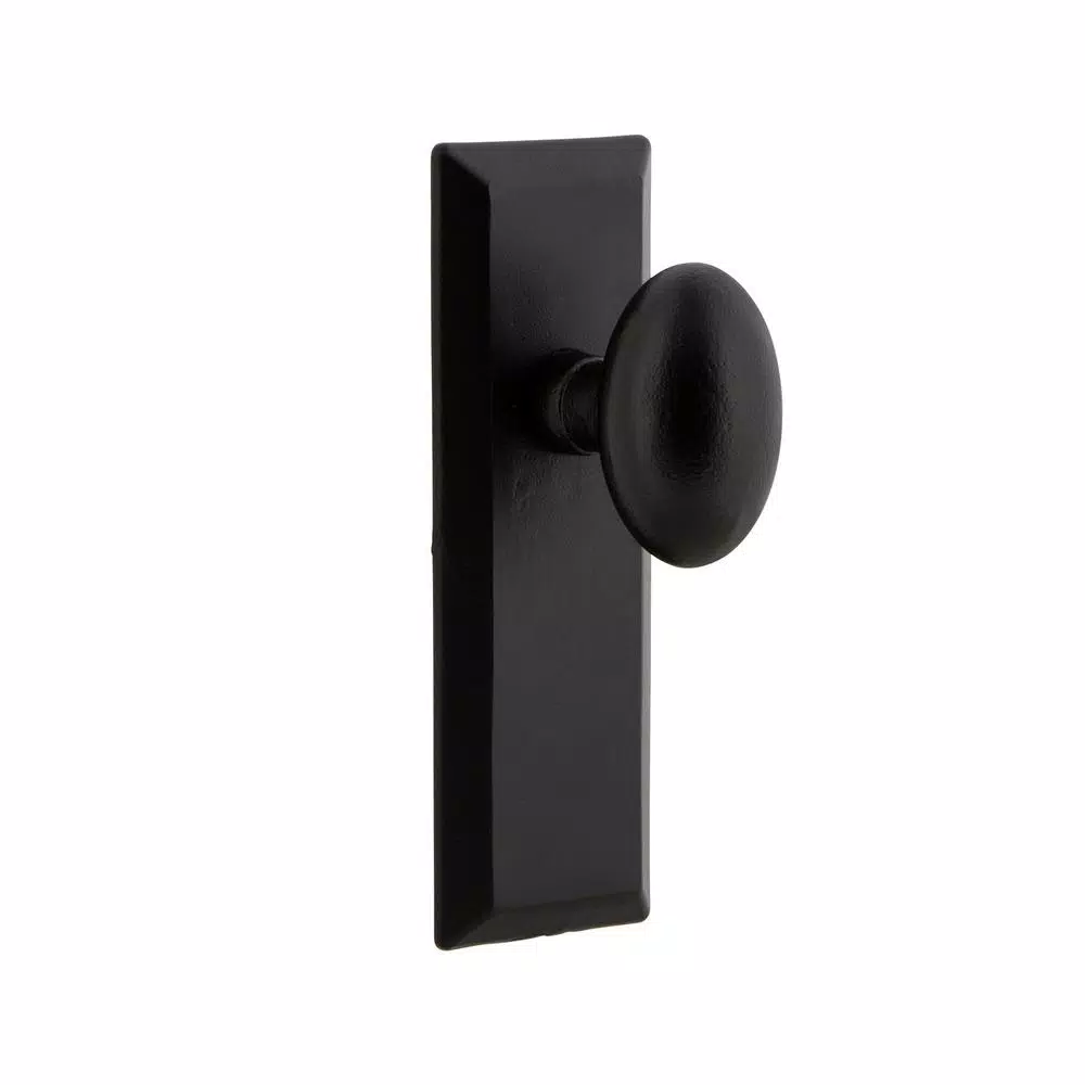 Unbranded Ageless Iron Black Iron Double Dummy Door Knob with Aeg Elliptical Knob and Long Plate