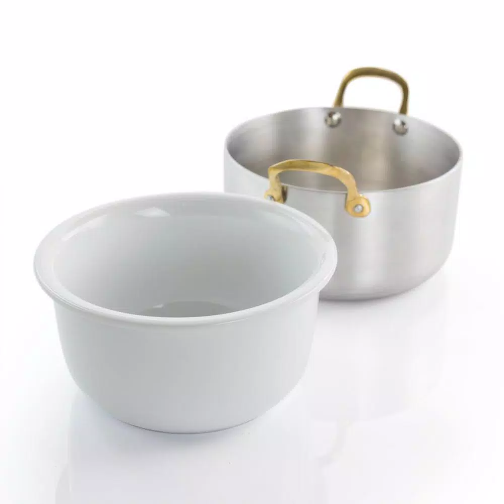 Gibson Home Noble Taste 0.81 qt. Round Stainless Steel Mini Dutch Oven with Ceramic Insert, Silver