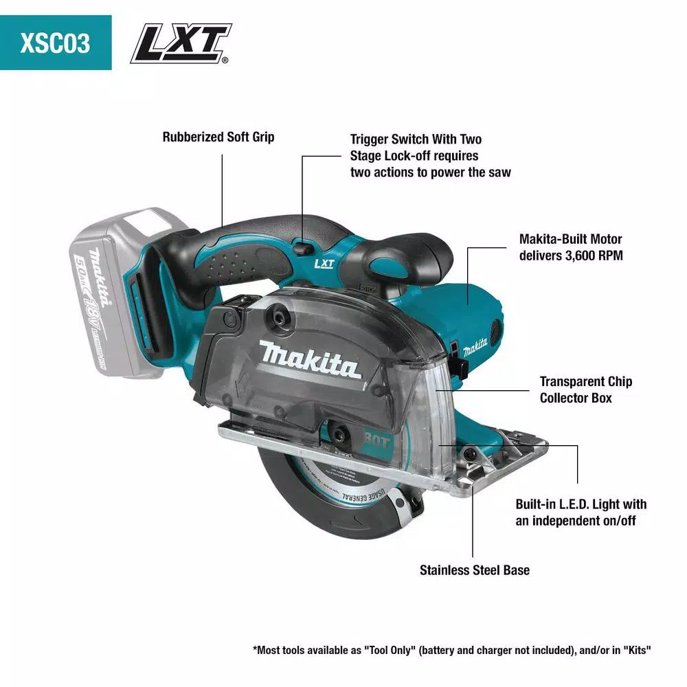 Makita 18V LXT Cordless 5-3/8 in. Metal Cutting Saw Kit with 2 5.0 Ah Batteries and Rapid Optimum Charger